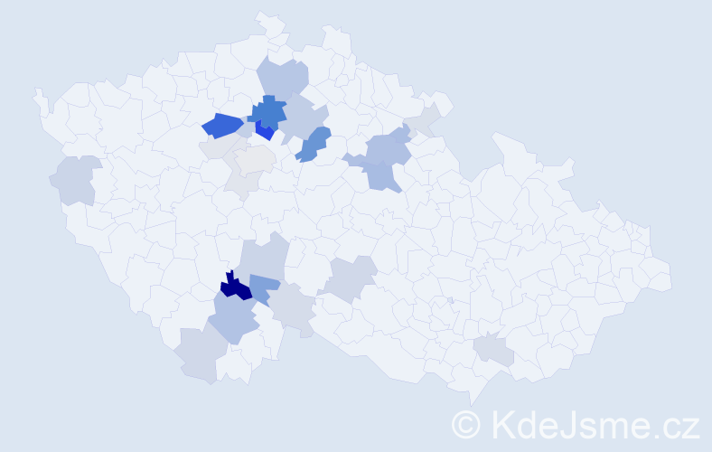 Příjmení: 'Melounek', počet výskytů 73 v celé ČR