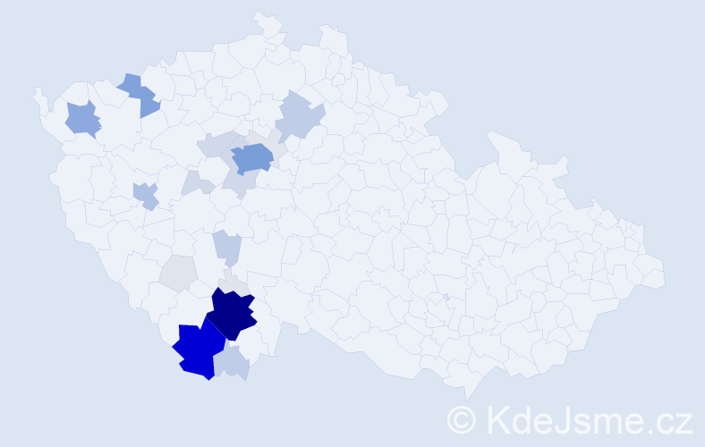 Příjmení: 'Kalkuš', počet výskytů 103 v celé ČR