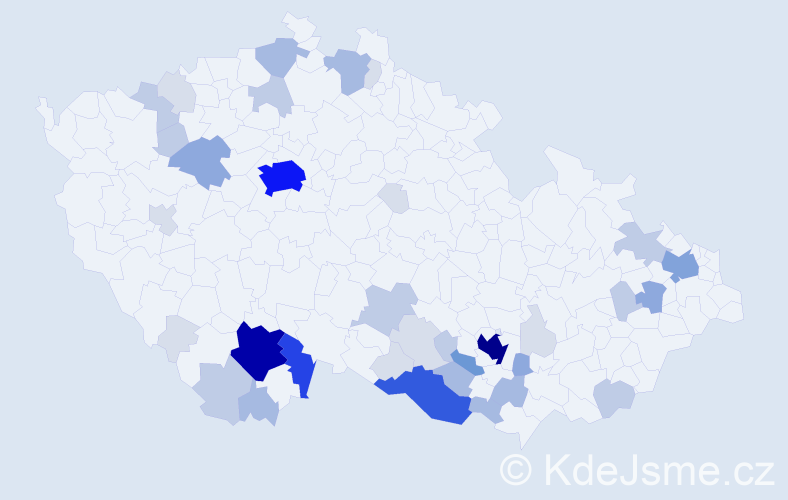 Příjmení: 'Padrta', počet výskytů 147 v celé ČR