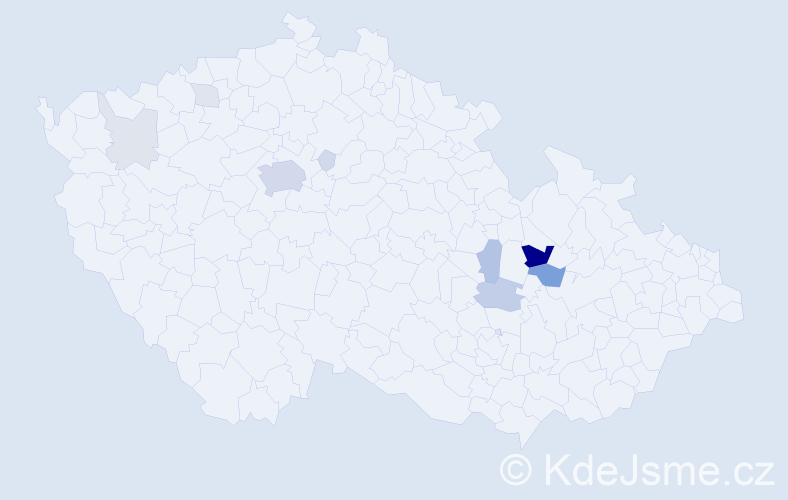 Příjmení: 'Vyjídáček', počet výskytů 54 v celé ČR