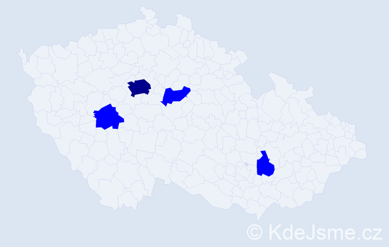 Příjmení: 'Klinotová', počet výskytů 5 v celé ČR