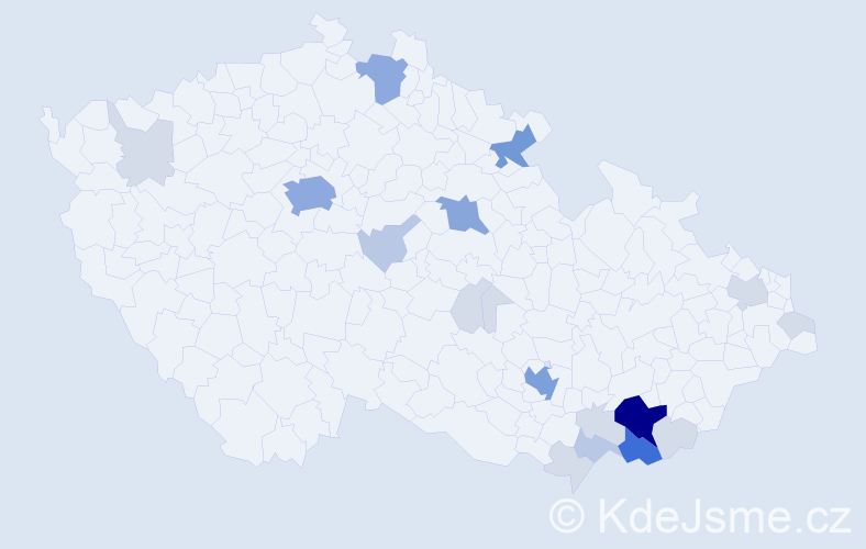 Příjmení: 'Ťoková', počet výskytů 61 v celé ČR