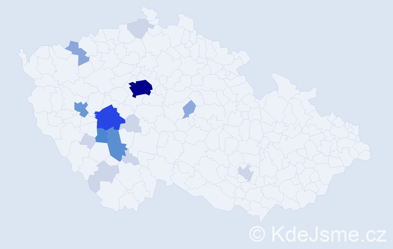 Příjmení: 'Kumhera', počet výskytů 52 v celé ČR