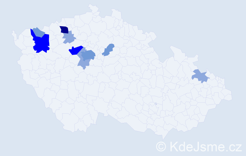 Příjmení: 'Zuvač', počet výskytů 23 v celé ČR