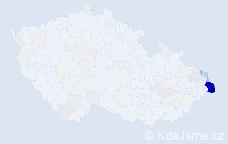 Příjmení: 'Cieslar', počet výskytů 489 v celé ČR