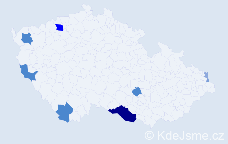 Příjmení: 'Haranzová', počet výskytů 27 v celé ČR