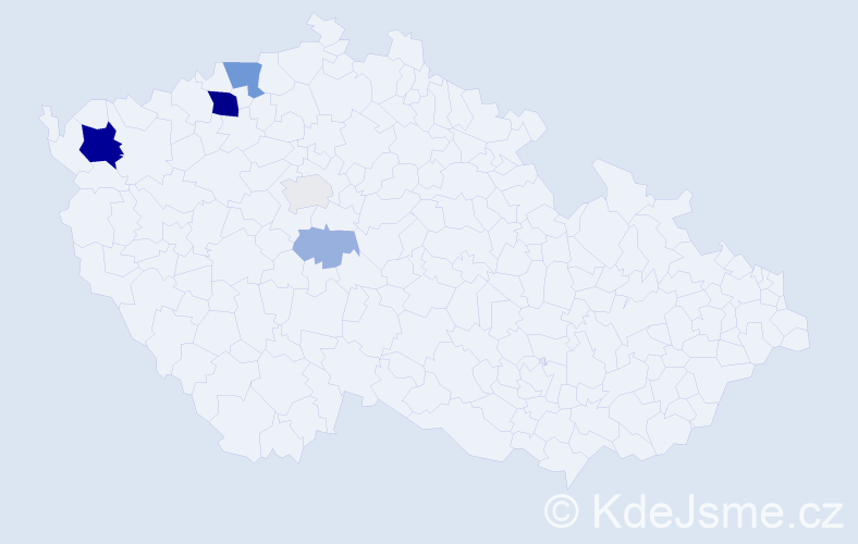 Příjmení: 'Kökeny', počet výskytů 19 v celé ČR