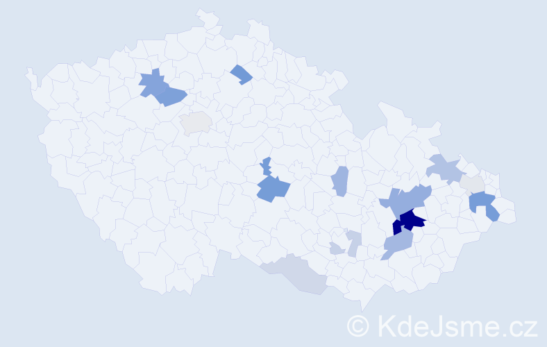 Příjmení: 'Konopčíková', počet výskytů 41 v celé ČR