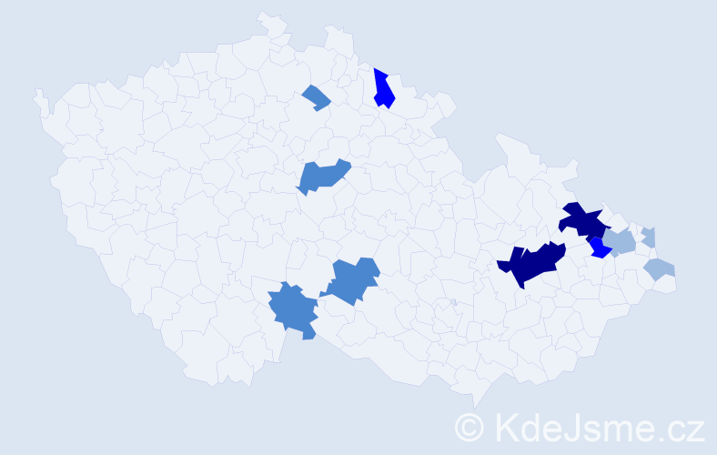 Příjmení: 'Magura', počet výskytů 25 v celé ČR