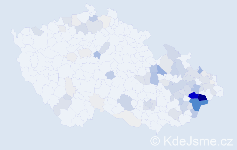 Příjmení: 'Holčák', počet výskytů 366 v celé ČR