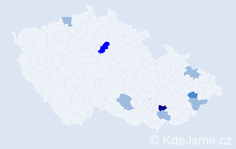 Příjmení: 'Kanitrová', počet výskytů 14 v celé ČR