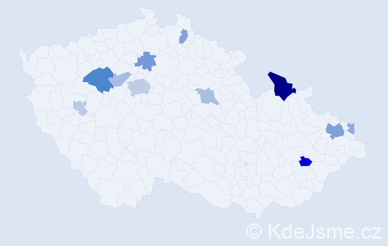 Příjmení: 'Kisel', počet výskytů 21 v celé ČR