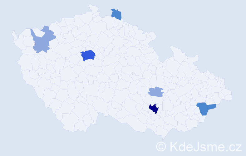 Příjmení: 'Samotná', počet výskytů 15 v celé ČR