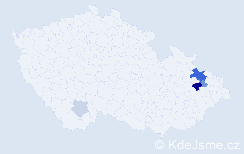 Příjmení: 'Pěla', počet výskytů 19 v celé ČR