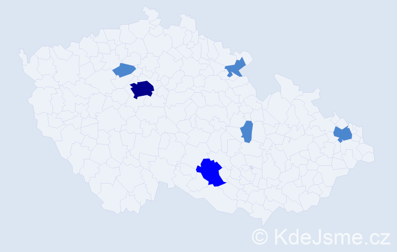 Příjmení: 'Dlabáčová', počet výskytů 9 v celé ČR