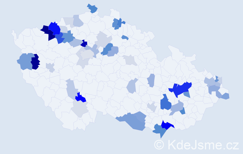 Příjmení: 'Šarközi', počet výskytů 134 v celé ČR