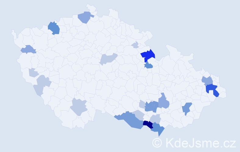Příjmení: 'Čeman', počet výskytů 63 v celé ČR