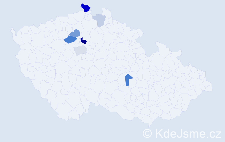 Příjmení: 'Zan', počet výskytů 14 v celé ČR
