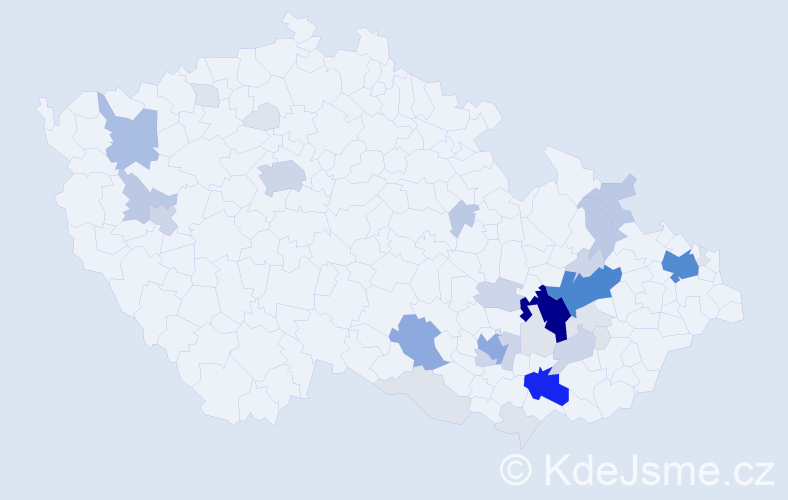Příjmení: 'Brančíková', počet výskytů 121 v celé ČR