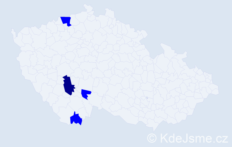 Příjmení: 'Tanáčová', počet výskytů 5 v celé ČR