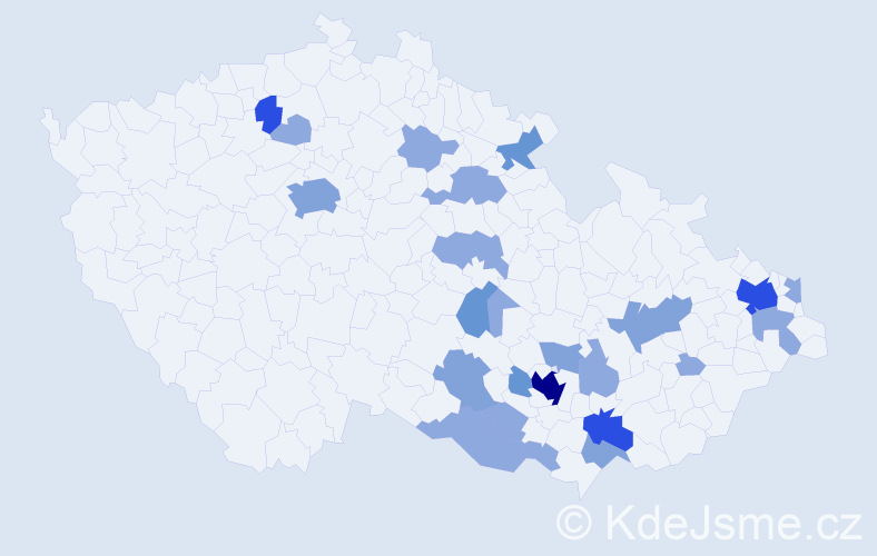 Příjmení: 'Freiwald', počet výskytů 54 v celé ČR