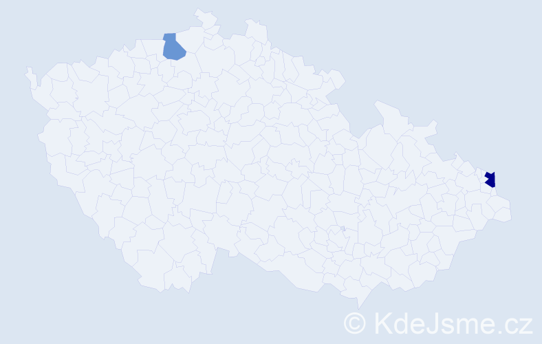 Příjmení: 'Kačí', počet výskytů 12 v celé ČR