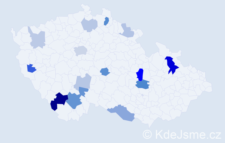 Příjmení: 'Türk', počet výskytů 37 v celé ČR