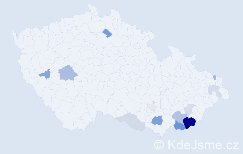 Příjmení: 'Breznická', počet výskytů 27 v celé ČR