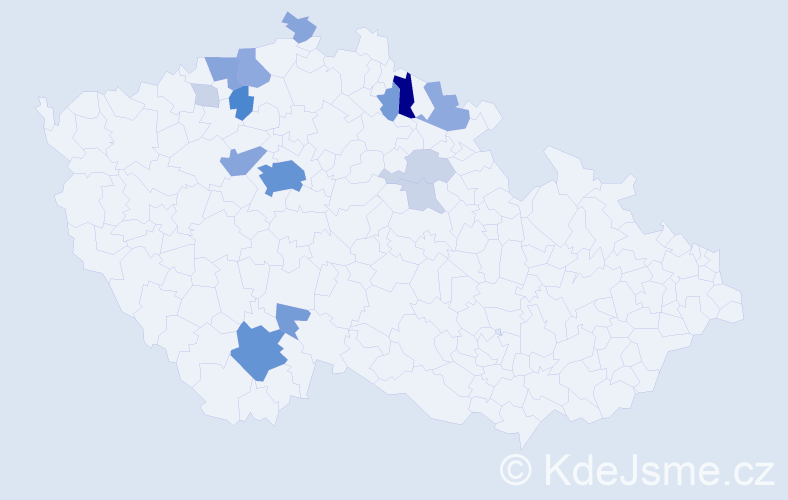 Příjmení: 'Kosáček', počet výskytů 53 v celé ČR