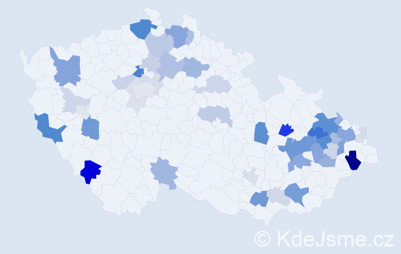 Příjmení: 'Hiklová', počet výskytů 139 v celé ČR