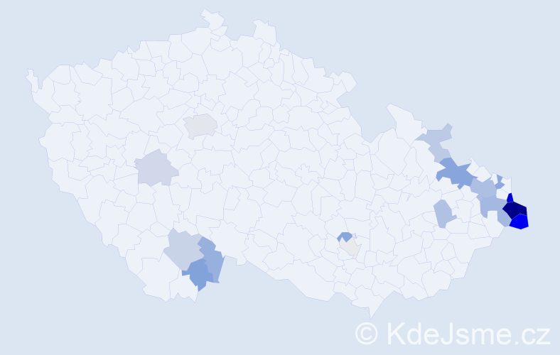 Příjmení: 'Čudek', počet výskytů 49 v celé ČR