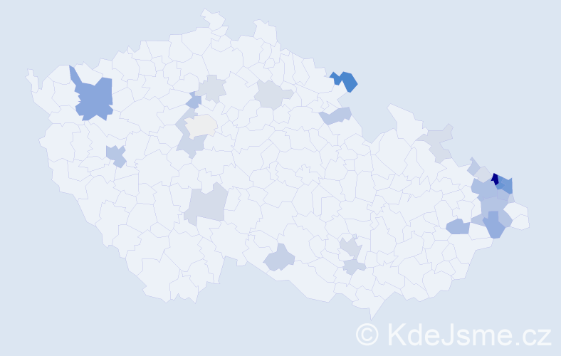 Příjmení: 'Mžiková', počet výskytů 105 v celé ČR