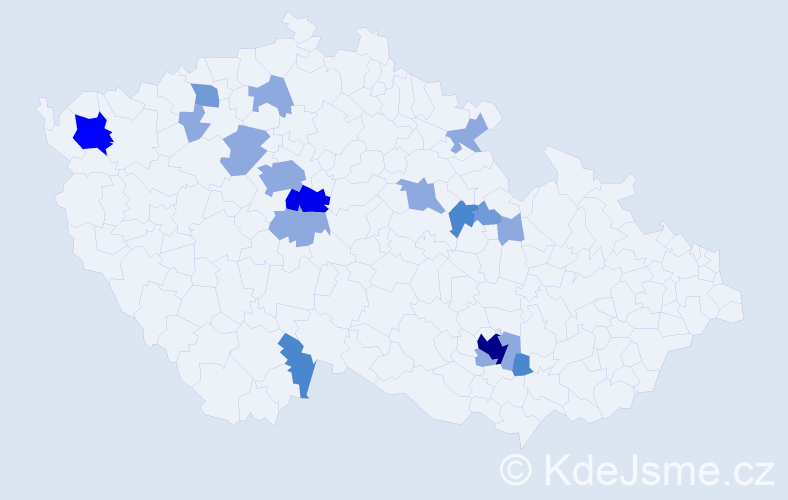Příjmení: 'Durek', počet výskytů 38 v celé ČR