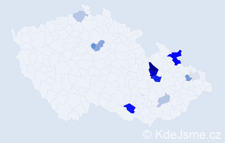 Příjmení: 'Bieda', počet výskytů 20 v celé ČR