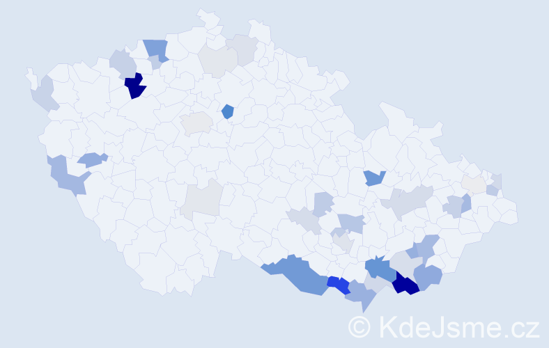 Příjmení: 'Malár', počet výskytů 146 v celé ČR