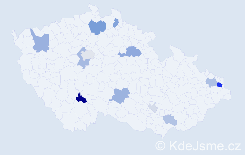 Příjmení: 'Karabinošová', počet výskytů 34 v celé ČR