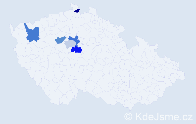 Příjmení: 'Tončev', počet výskytů 12 v celé ČR