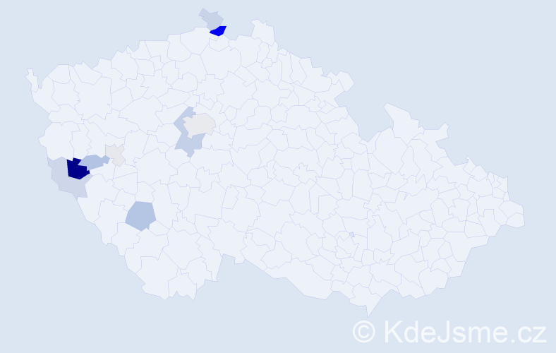 Příjmení: 'Moldan', počet výskytů 24 v celé ČR