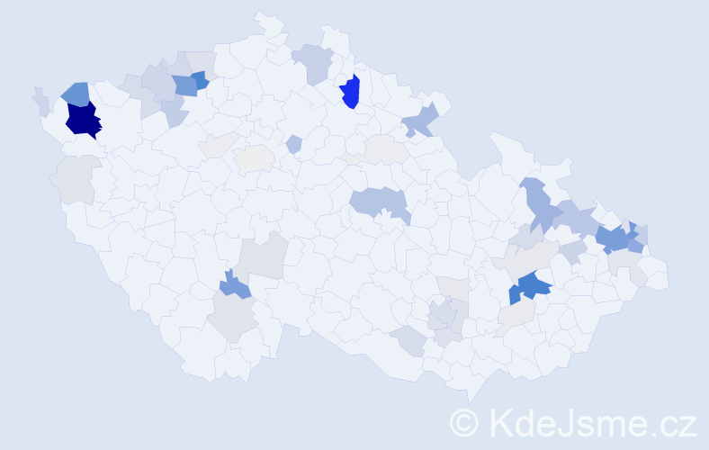 Příjmení: 'Klempár', počet výskytů 284 v celé ČR