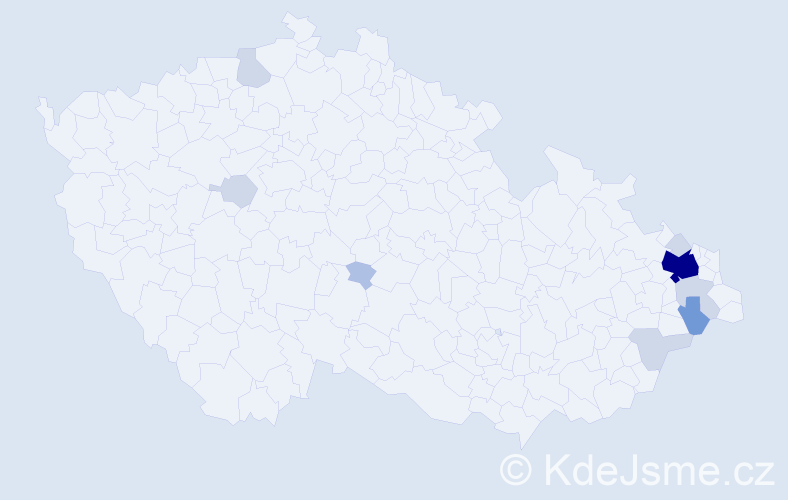 Příjmení: 'Pavlán', počet výskytů 27 v celé ČR