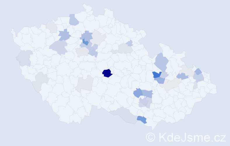 Příjmení: 'Nevím', počet výskytů 104 v celé ČR
