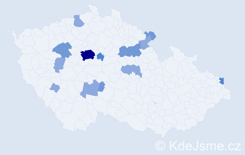 Příjmení: 'Pouznarová', počet výskytů 31 v celé ČR