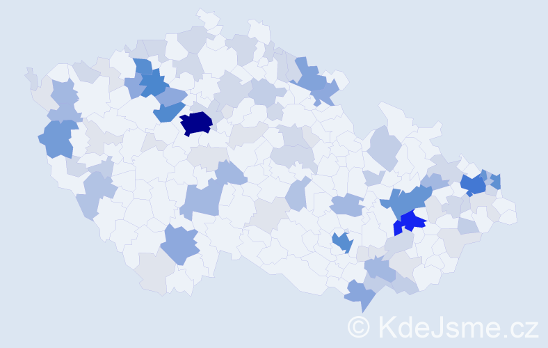 Příjmení: 'Roháč', počet výskytů 343 v celé ČR