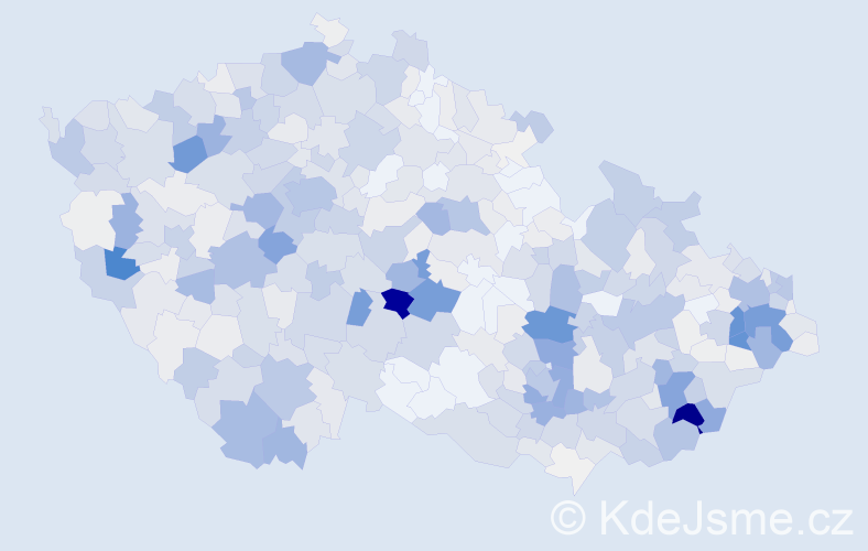 Příjmení: 'Žáček', počet výskytů 2484 v celé ČR