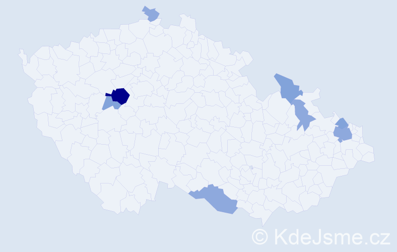 Příjmení: 'Bíllá', počet výskytů 18 v celé ČR
