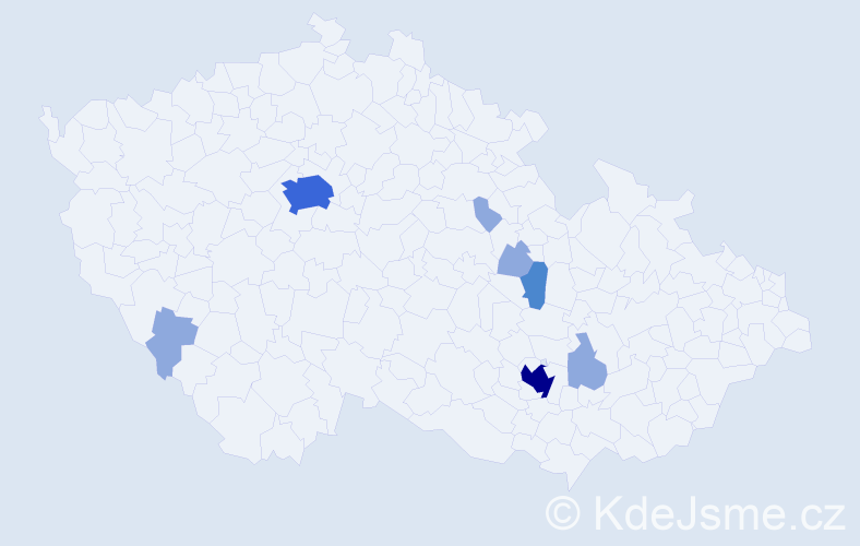 Příjmení: 'Tuč', počet výskytů 18 v celé ČR