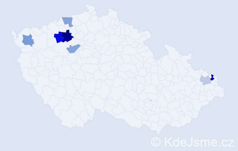 Příjmení: 'Dobda', počet výskytů 9 v celé ČR
