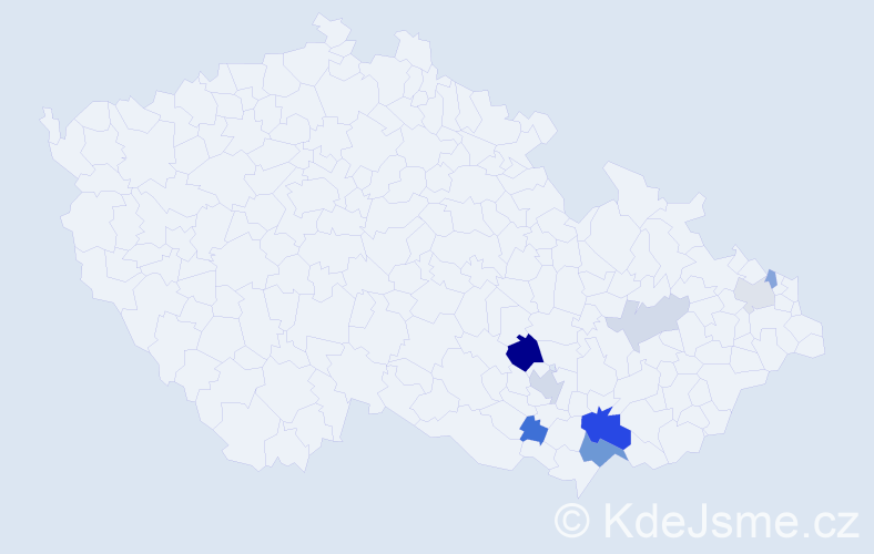 Příjmení: 'Hadamík', počet výskytů 18 v celé ČR