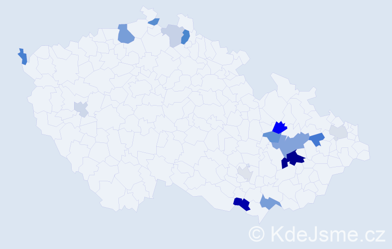 Příjmení: 'Pec', počet výskytů 31 v celé ČR