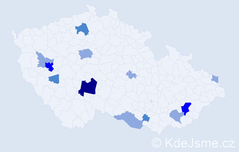 Příjmení: 'Mášek', počet výskytů 26 v celé ČR